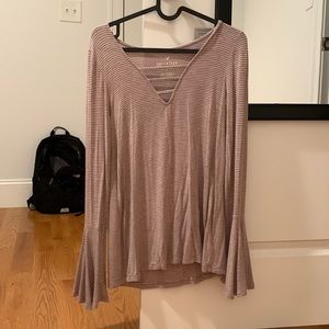 American Eagle Striped Shirt with Bell Sleeves